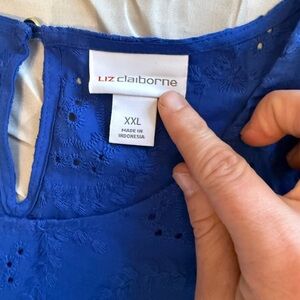 Liz Claiborne Royal Blue Eyelet Short Sleeve Blouse